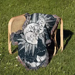 सूर्य और चंद्रमा के टैरो कार्ड कंबल मुद्रित बिस्तर आउटडोर बिस्तर के लिए गर्म फेंक कंबल फेंक