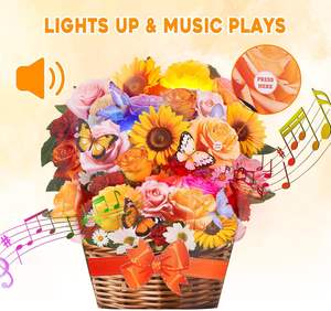 Ons Lokale Voorraad Beschikbaar Handwerk 3d Pop-Up Papieren Bloemboeketten Offset Bedrukte Zonnebloemdecoratie Wenskaarten Geschenken - Product Image 2