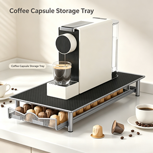 Support de machine à café en métal avec tiroir coulissant et plateau de <span class=keywords><strong>rangement</strong></span> pour capsules de café de taille standard - Product Image 3