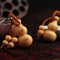 Breloque de sac en bois de pêche, pendentif porte-clés, pendentif gourde Ping an Fulu, porte-clés de voiture, mascotte, ornement chinois Fengshui, cadeau de Noël