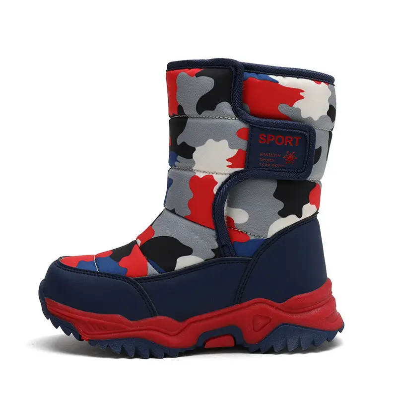 Boys Boots Children Snow Boots For water proof Sneakers Winter Kids Camouflage Boots Sport Fashion 2022 New Leather cotton Shoes