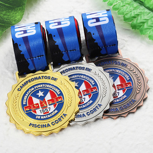 Médailles de sport personnalisées en alliage de zinc plaqué or, argent, <span class=keywords><strong>bronze</strong></span>, avec logo en émail et bord festonné, pour <span class=keywords><strong>la</strong></span> natation (Piscina Corta) - Product Image 5