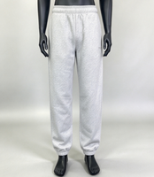 Pantalon de jogging thermique gris uni brodé élastique sans cordon de serrage pour homme, anti-plis