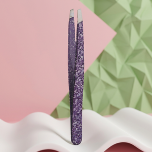 Pinzas de Precisión para Pestañas de Acero Inoxidable, Mango Cómodo con Diseño Floral Morado, Punta Suave para Extensiones de Pestañas Postizas - Product Image 2