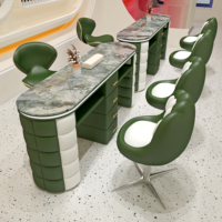 Table de manucure de luxe économique avec plateau en marbre, personnalisable en couleur, pour salon de beauté, mobilier de haute qualité