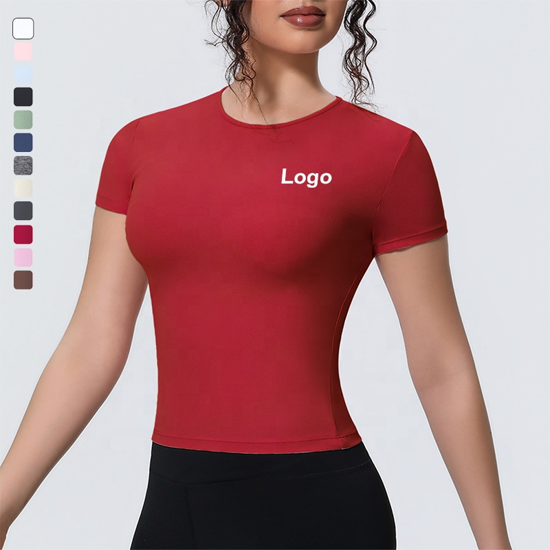 YIYI Summer Quick Dry Workout Tops for Women Slim Fit Athletic Running Gym Yoga Short Sleeve Shirts Breathable Crewneck Tees