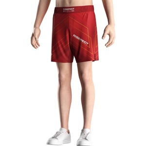 Shorts de lutte rouge et bleu pour hommes et femmes, vêtements de sport durables, confortables et flexibles - Product Image 5
