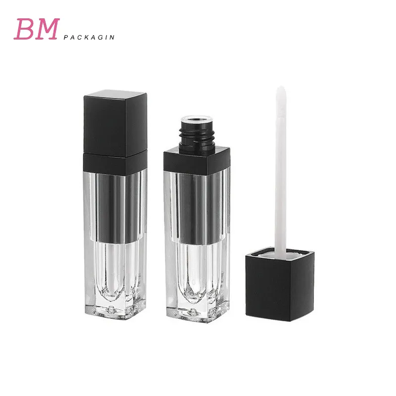 Professional manufacturer wholesale lip gloss tube container makeup packaging square plastic tube 4ml liquid lipstick bottle