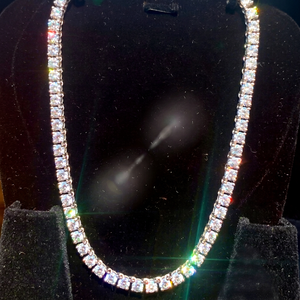 New Charming Round Brilliant Cut Diamonds VVs Clarity Fully Iced Tennis Chain Unisex 10K White Gold Wedding <b>Gift</b> - Product Image 1