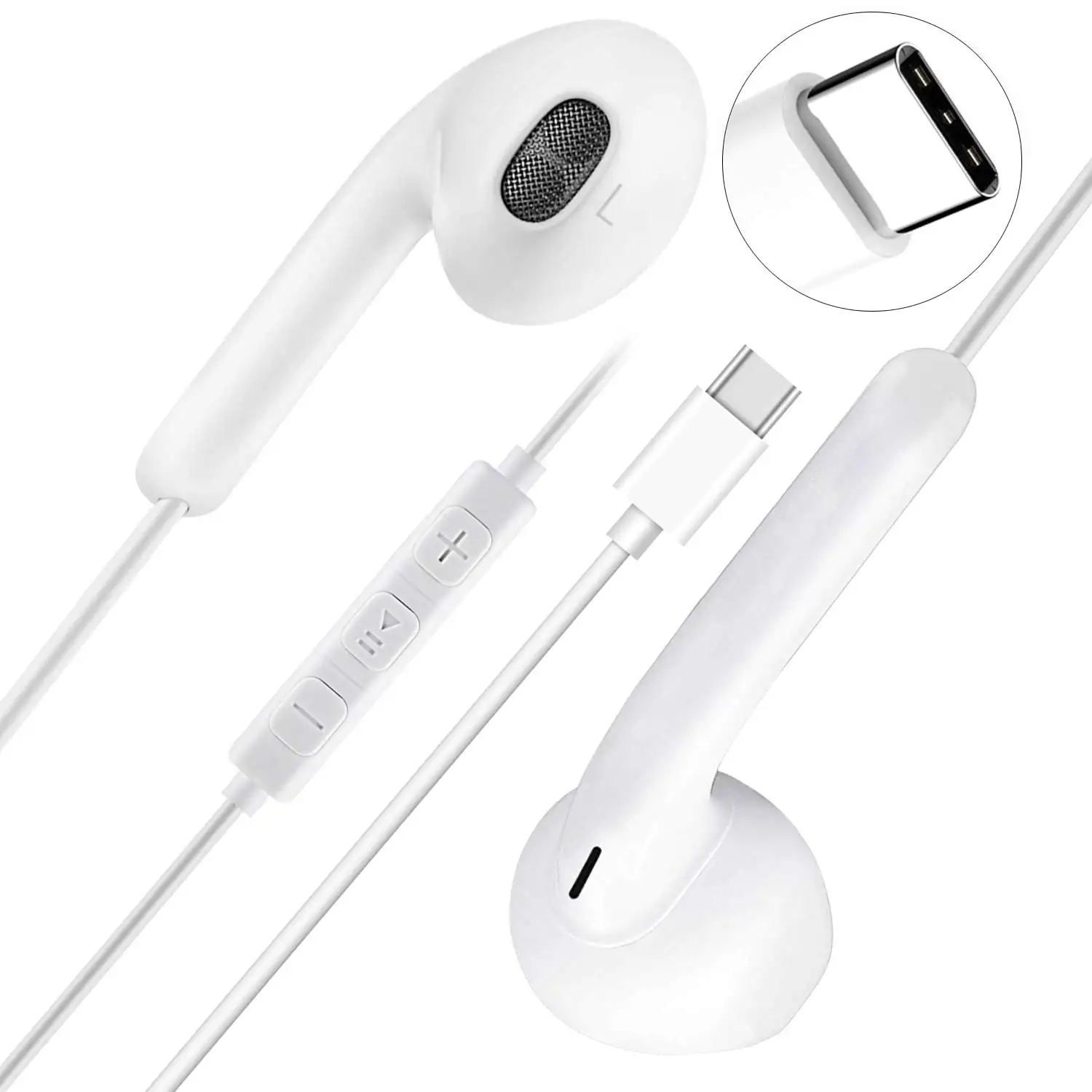 Factory Price USB Type C Plug Headphone Wired 1.2m In Ear Headset One Plus Earphone Gaming Earbuds Phone Accessories