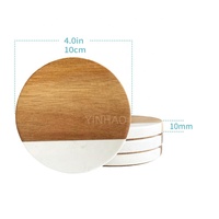 Sous-verre en bois d'acacia marbré avec logo personnalisé, sous-verre en bois d'acacia pour table basse, table à manger, bureau