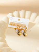 Nouvel ensemble de boucles d'oreilles clous plaquées or en gros pour femmes, boucles d'oreilles étoiles en métal creux, bijoux, boucles d'oreilles en acier inoxydable