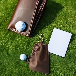 Wholesale Vintage Leather Handy Drawstring Valuables Pouch for Golf for Ball Storage and Accessory Organization - Product Image 5