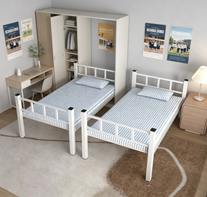 Cama Individual Metálica para Estudiantes con Barandilla de Seguridad, Muebles Resistentes para Dormitorio - Product Image 1