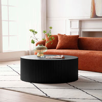 Vente chaude Table basse moderne de grande taille Table centrale ronde noire pour salon intérieur et extérieur