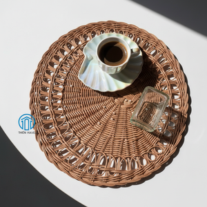 La mejor oferta, cargador de ratán, manteles individuales tejidos, accesorios, alfombrillas, almohadillas, cargador de ratán de estilo Tropical para fiestas de bodas - Product Image 1