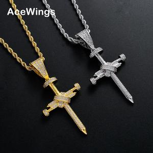 <span class=keywords><strong>Collana</strong></span> Hip Hop CN133 <span class=keywords><strong>con</strong></span> Ciondolo a Croce in Ottone e Zirconi, Placcata <span class=keywords><strong>Oro</strong></span> o Argento, per Uomo e Donna - Product Image 2
