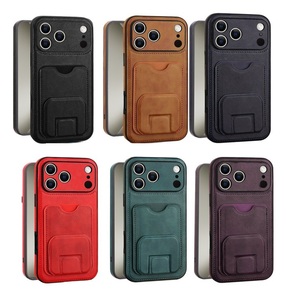 เคสหนังใส่บัตรหรูหราสำหรับ <span class=keywords><strong>iPhone</strong></span> 17 air 16 15 14 13 11 12 Pro <span class=keywords><strong>Max</strong></span> Plus พร้อมช่องใส่บัตรและขาตั้งแบบซ่อน - Product Image 1