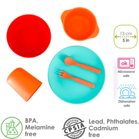 ÉCHANTILLON GRATUIT Ensemble de vaisselle réutilisable Pla Ensemble de vaisselle écologique en plastique en fibre de bambou pour enfants