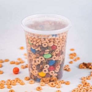 Gobelet rond de 32 oz, récipient alimentaire transparent avec couvercle, en plastique PP, vaisselle de traiteur, compatible micro-ondes, étanche - Product Image 2