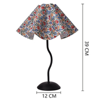 Lámpara de Mesa con Pantalla Floral Vintage Francesa, Base Curva Ondulada, Regulable, Lámpara de Noche para Mesita de Noche, Lámpara Decorativa de Escritorio para Hogar y Hotel