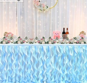 <span class=keywords><strong>Jupe</strong></span> de Table en <span class=keywords><strong>Tulle</strong></span> bouclé saule pour Table Rectangle océan <span class=keywords><strong>bleu</strong></span> Tutu à volants <span class=keywords><strong>jupe</strong></span> congelée pour mariage bébé douche, fête d'anniversaire - Product Image 2