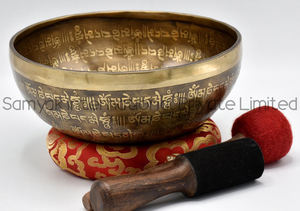 งานฝีมือโลหะแบบโบราณใช้ในบ้านพิมพ์ลายได้ตามต้องการชามอัลลอยบำบัดเสียงแบบทันสมัยเคลือบอ่อนสำหรับโยคะแบบดั้งเดิม - Product Image 6