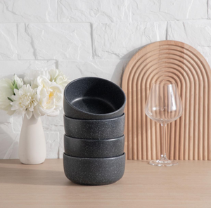 ¡En stock! Juego de Vajilla de Cerámica Negra Mate con Diseño Moteado de 16 Piezas – Platos, Tazones y Tazas Modernos y Minimalistas para 4 Personas, Regalo para el Hogar o Restaurante - Product Image 5