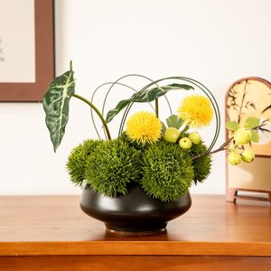 Arrangement floral artificiel, ensemble de fruits verts, fleurs en soie, vase décoratif pour la décoration de table - Product Image 4
