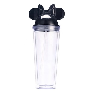 Vaso de Plástico de Doble Pared con Tapa de Dibujos Animados, Vaso de <span class=keywords><strong>Mickey</strong></span> <span class=keywords><strong>Mouse</strong></span> de 650 ml con Tapa con Orejas y Pajita - Product Image 5