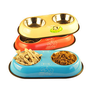 Mangkuk Ganda Anjing & Kucing Plastik & Baja Tahan Karat untuk Anjing dan Kucing Kecil/Sedang Perlengkapan Makan Hewan Peliharaan Produk Hewan Peliharaan - Product Image 2