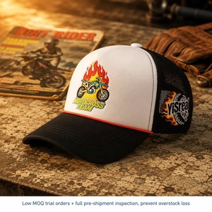 Casquette Trucker Personnalisée avec Logo Blanc Noir Léopard Argyle, Broderie 3D Équipe Motocross MX, Casquette Snapback en Maille à 6 Panneaux, Faible MOQ - Product Image 1