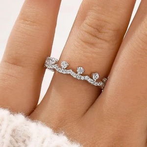 Premium Design 925 Moissanite 0.6 Carat Brilliant Cut Unique Eternity <b>Crown</b> Shaped Women's Classic Wedding Band Sterling Silver - Product Image 1