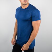 T-shirt 89% Polyester pour homme, haut avec 11% élastique à séchage rapide, pour le Gym, l'athlétisme actif et la Gym
