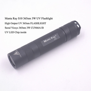 Lampe torche UV Manta Ray S10 365nm avec filtre en verre ZWB2 3W 5W en aluminium IP65, torche EDC pour inspection des taches d'animaux, inspection du jade, durcissement de la résine - Product Image 5
