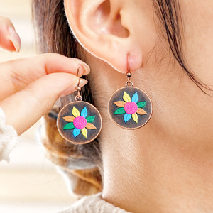 Boucles d'oreilles pendantes en forme de fleur, en alliage plaqué bronze antique, style bohème, bijoux de fête pour femmes - Product Image 4