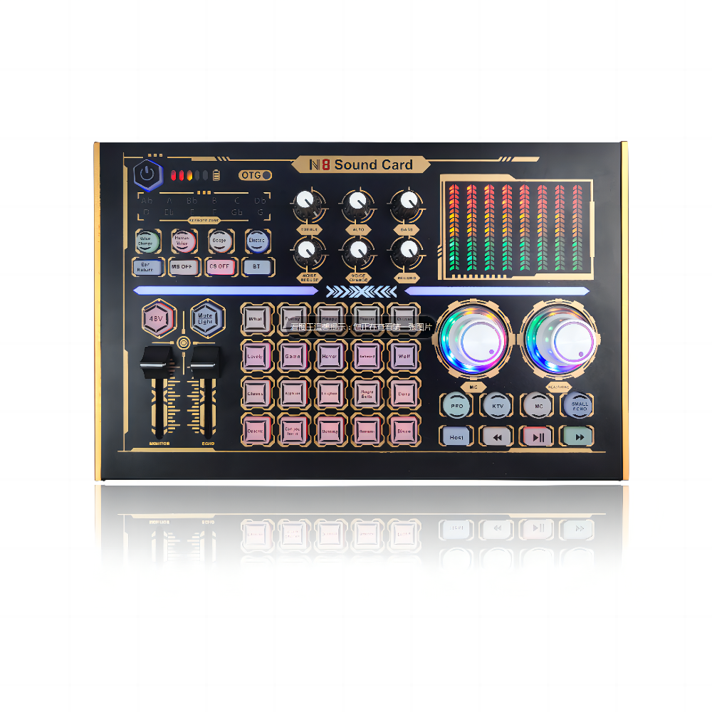 DemaoN8 Professional Live Streaming Sound Card Mixer – 48V Mic Support for PC & Mobile - View 2