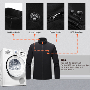 Của phụ nữ người đàn ông của mùa đông có thể sạc lại USB điện nước nóng <span class=keywords><strong>Fleece</strong></span> Áo khoác trùm đầu thiết kế bông lót nhanh chóng làm khô tính năng phong cách giản dị - Product Image 3