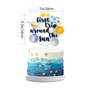 Set per Festa Include Striscione Primo Viaggio Intorno al Sole, Decorazioni Pianeti, Topper per Torta, Decorazioni Compleanno a Tema Spazio - Product Image 2