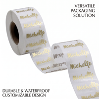 Autocollants personnalisés résistants en vinyle transparent avec feuille d'or, imperméables, pour cadres photo, bougies, avec étiquette de logo transparente