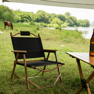 Silla Plegable Kermit Portátil y Moderna de Tela para Exteriores con Marco Metálico con Acabado de Madera para Hospital, Camping, Jardín, Cafetería // Kermit Fol - Product Image 6