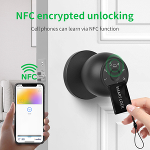 Kunci Pintu <span class=keywords><strong>Digital</strong></span> Sidik Jari Tuya APP Remote Produk & Perangkat Rumah Pintar Kunci Pintu Bulat Pintar Kunci Pintar Kunci Pintu Cerdas - Product Image 2