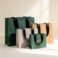 Sac de parfum de luxe avec estampage à chaud, vert foncé, livraison express en 72h, sac en papier gaufré imperméable