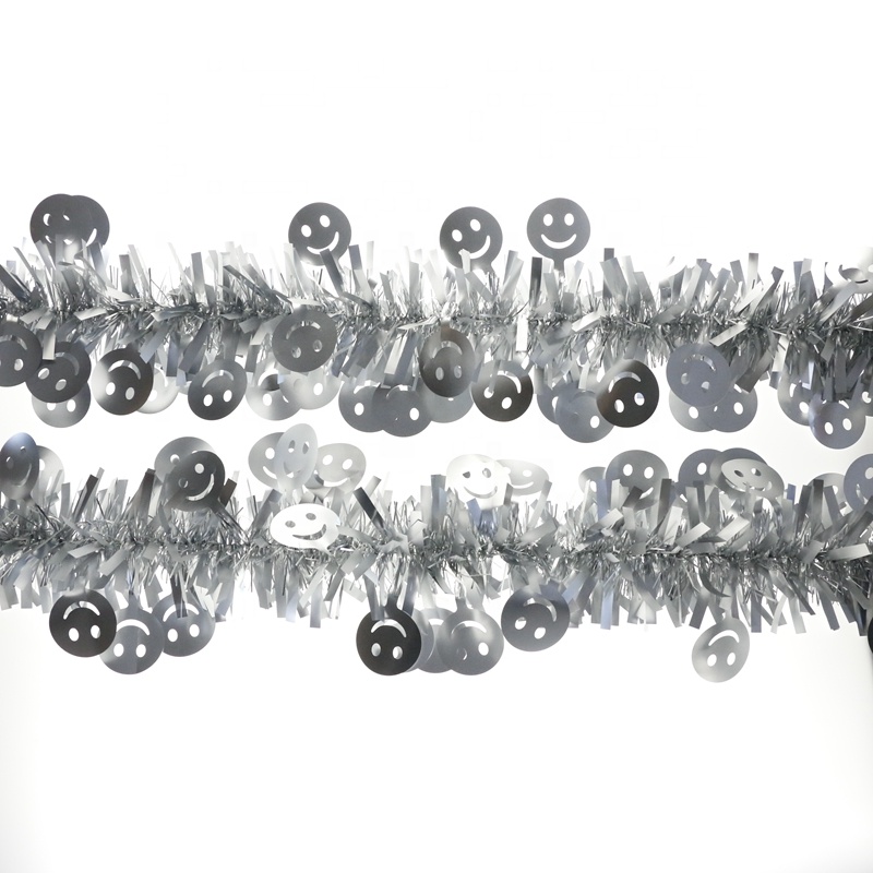 Sliver Christmas Tinsel Garland for Christmas decoration Happy New year 2023