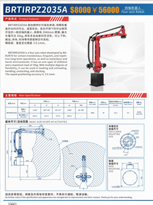 Robot articulado rojo BRTIRPZ2035A de 4 ejes con servomotor, caja de engranajes, rodamientos y base metálica - Product Image 2