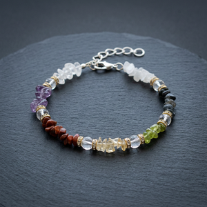 Tobillera de 7 Chakras con Piedras Preciosas Plateadas de Lujo - Moda para Mujeres, Bodas, Compromisos y Fiestas Cristianas - Product Image 3
