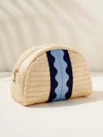 Sac de voyage à rayures ondulées, fermeture éclair, trousse de toilette, sac de beauté, sac de soin de la peau, sac portable en PVC, emballage personnalisé pour appareil photo