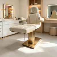 Fauteuil de beauté électrique ultra-silencieux à 3 moteurs, base dorée avec trou pour le visage, lit de traitement Medspa personnalisable