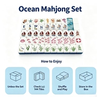 Jeu de Mahjong sur le thème de l'océan, jeu de Mahjong américain en acrylique hautement transparent, jeu de Mahjong portable pour les voyages et les fêtes