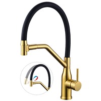 Robinet de cuisine rotatif chaud-froid à aspiration magnétique russe, en alliage de cuivre électroplaqué, avec cartouche céramique, monotrou, en silicone